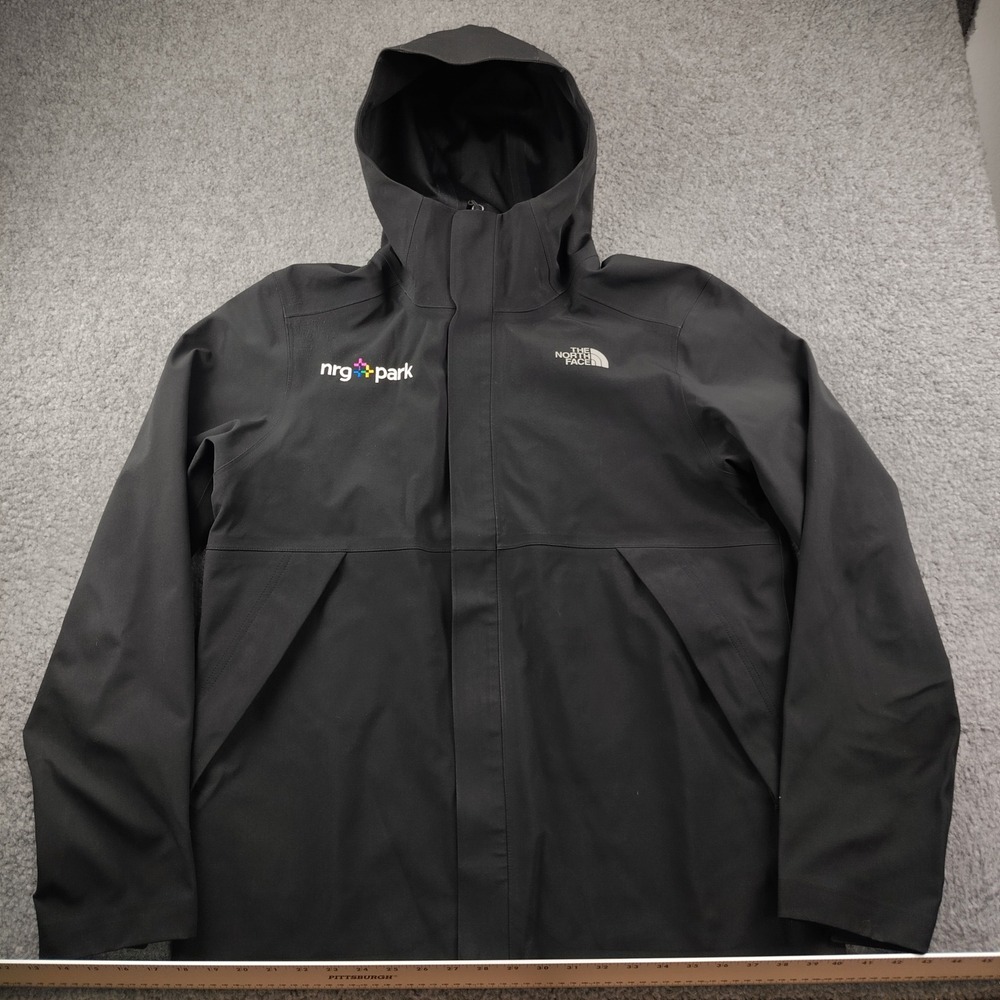 The North Face Jacket Mens Large Apex Flex Softshell Black Hooded Embroider